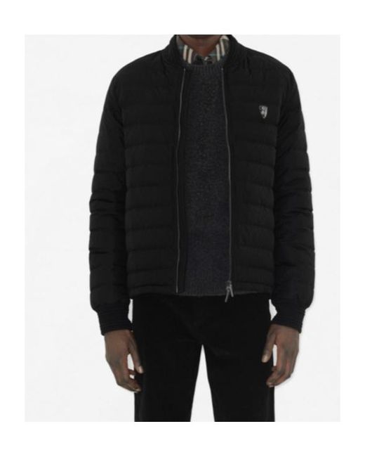 Burberry Black Logo Plaque Zipped Puffer Jacket for men