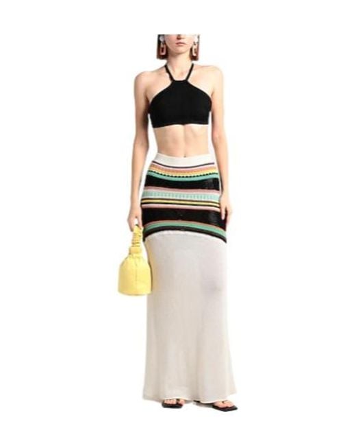 Chloé Natural Striped Knit Flare Skirt