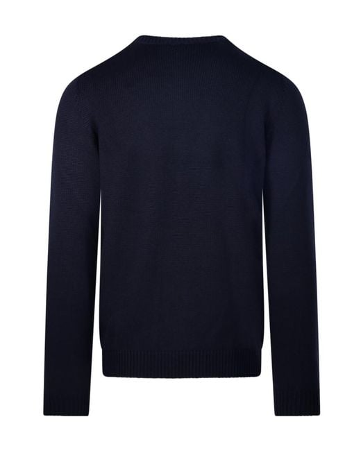 Roberto Collina Blue Crew-Neck Knitted Sweater for men