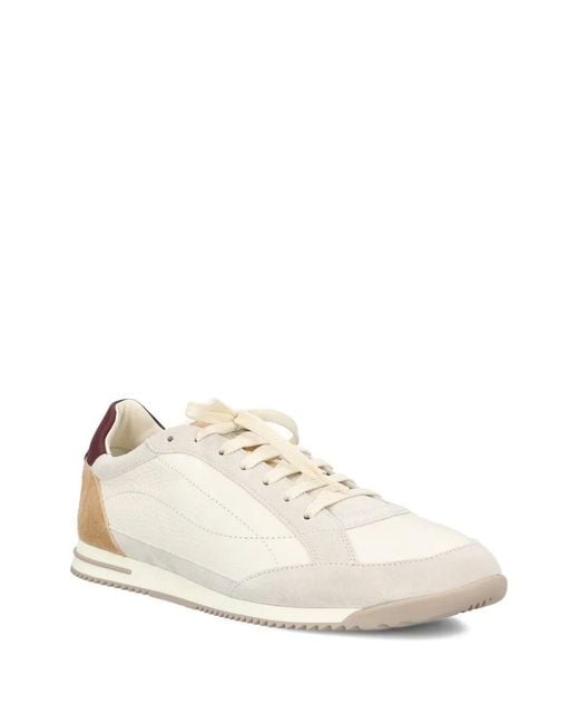 Brunello Cucinelli White Round-Toe Low-Top Sneakers for men
