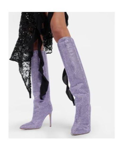 Paris Texas Purple Holly Embellished Knee-High Boots