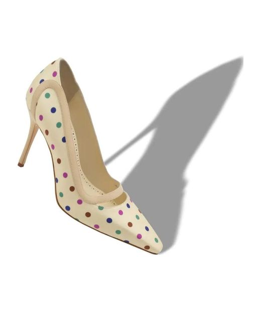 Manolo Blahnik Metallic Polka Dot Pointed Heeled Pumps