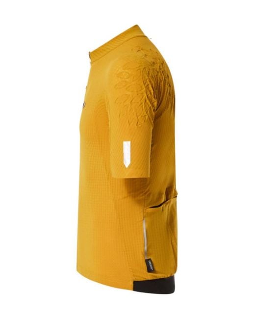 Oakley Yellow Gridskin Pinstripe Ss Textured Zip Jersey for men