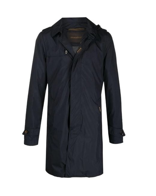Moorer Blue Belted Hooded Coat for men