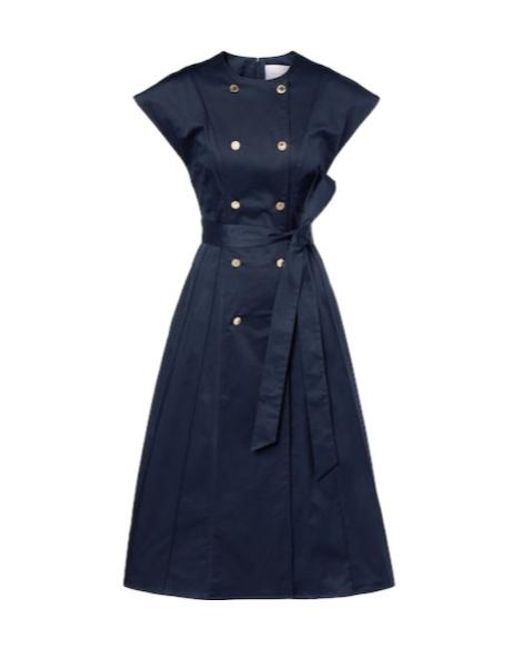 Carolina Herrera Blue Cotton-Blend Sateen Midi Dress