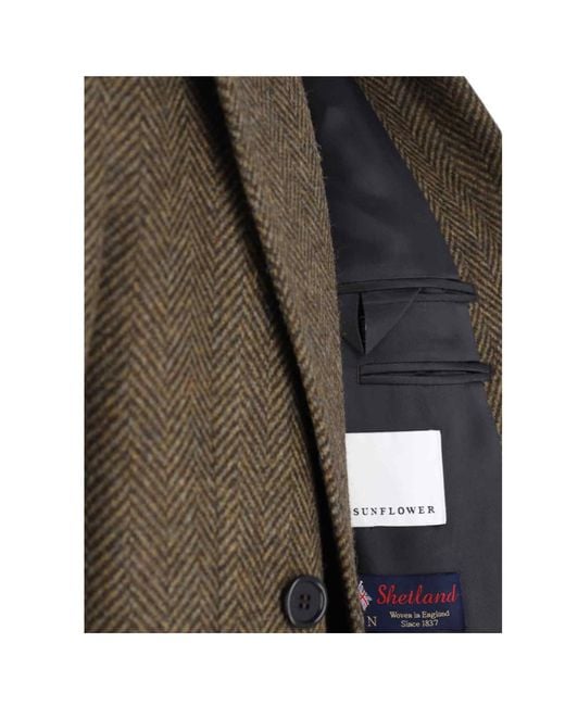 sunflower Brown Herringbone Double-Breasted Coat for men