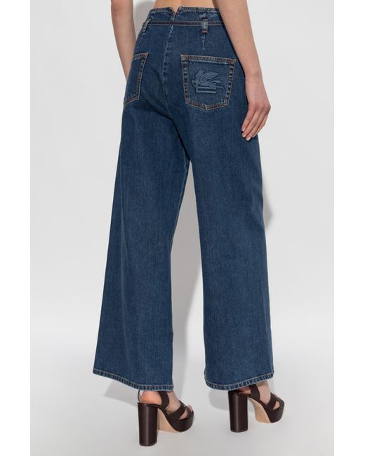 Etro Blue High-Waisted Drawstring Jeans