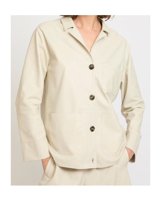 Yves Salomon White Button Leather Jacket