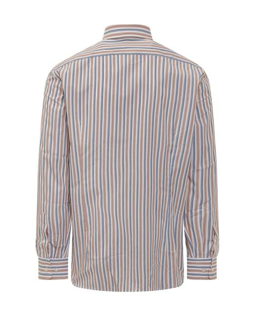 Etro Gray Pegaso Embroidered Striped Shirt for men