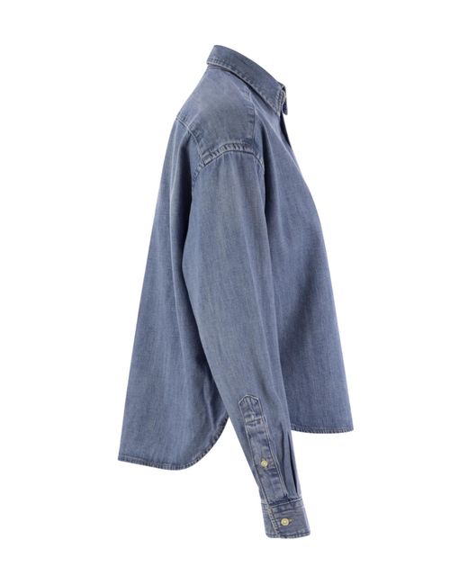 Polo Ralph Lauren Blue Logo Embroidered Denim Shirt