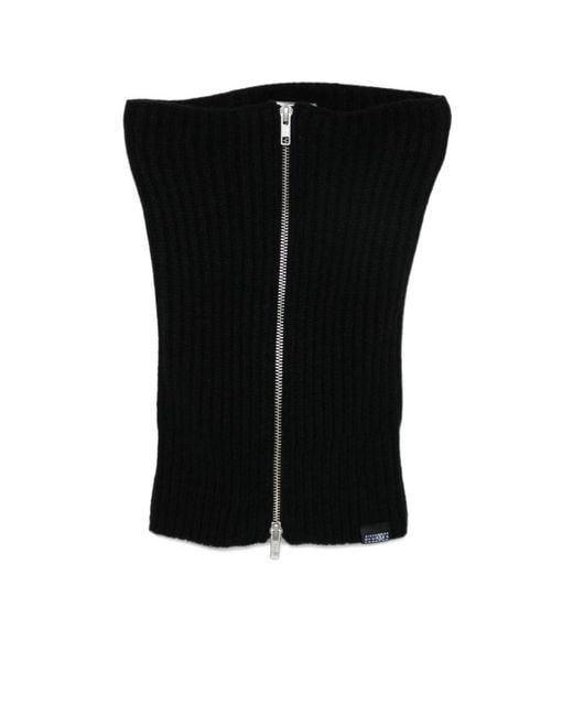 MM6 by Maison Margiela Black Knitted Zip-Up Neck Warmer