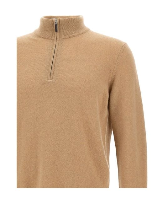 Kangra Cashmere Natural Kangra High Neck Zip Knitwear for men