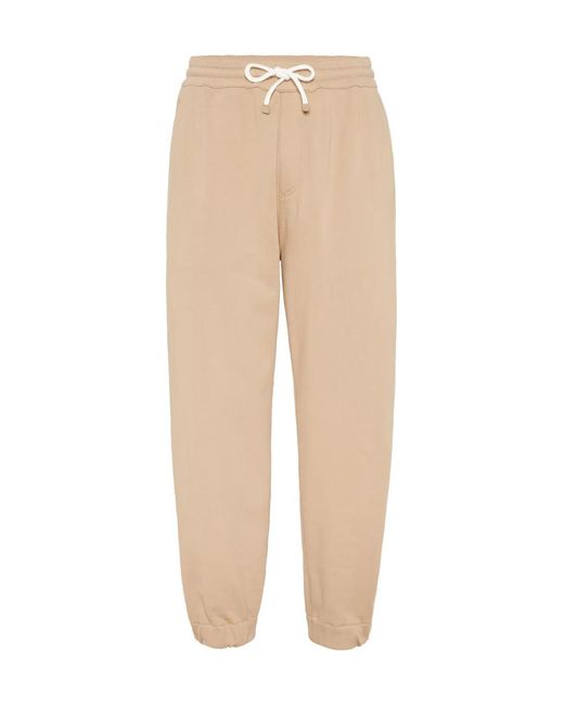 Brunello Cucinelli Natural Straight-Leg Cotton-Blend Track Pants for men