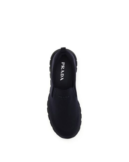 Prada Black Stretch Knitted Slip-On Sneakers for men