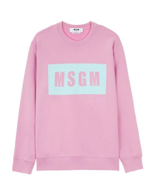 MSGM Pink Logo Printed Hoodie
