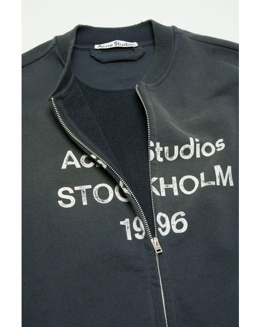 Acne Black Logo Printed Zip-Up Sweatshirt for men