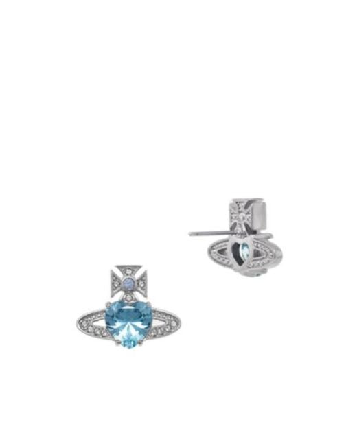 Vivienne Westwood Blue Crystal Heart Orb Earrings