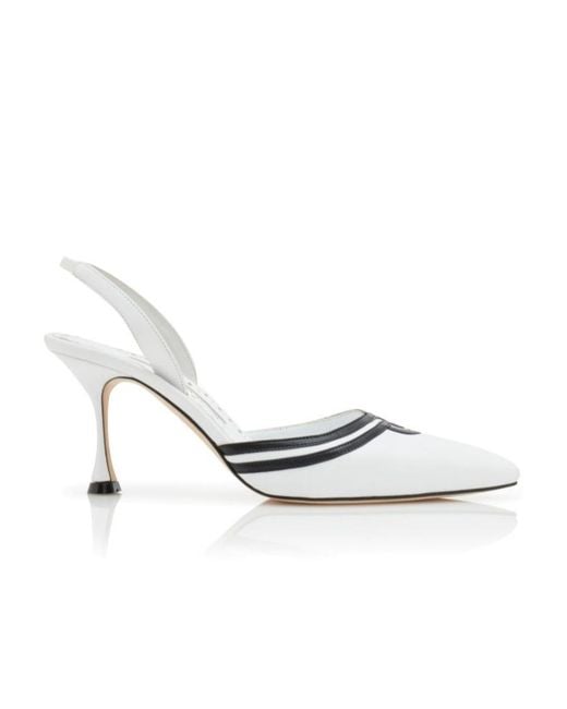 Manolo Blahnik White Exposed High Heels