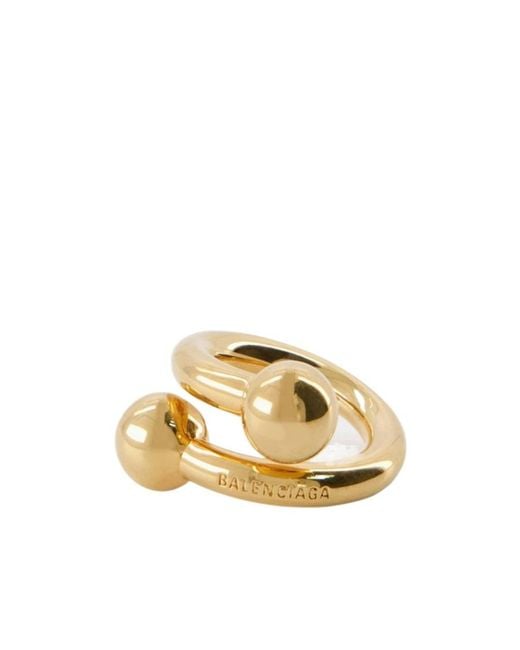 Balenciaga Metallic Logo Ring