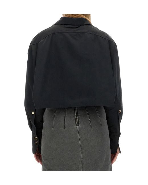 Patou Black Cropped Fit Buttoned Jacket