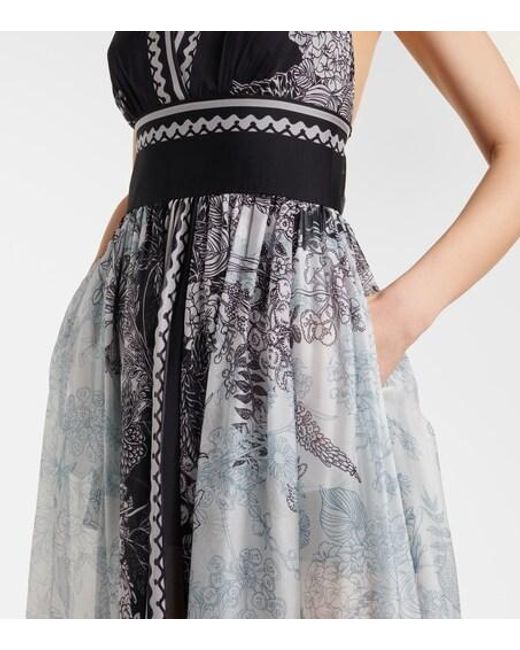 Elie Saab White Printed Silk Chiffon Maxi Dress
