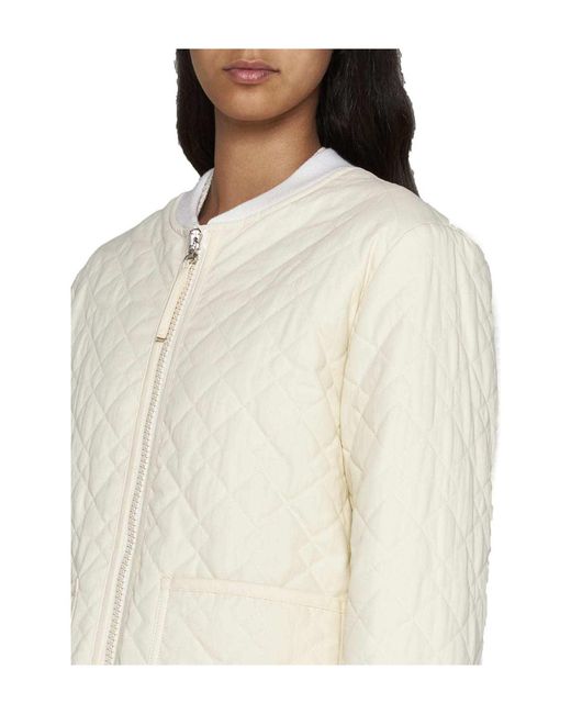 A.P.C. White Elea Quilted Bomber Jacket