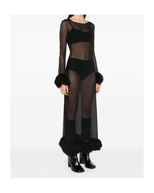 MARINE SERRE Black Sheer Long Sleeved Dress