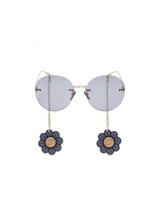 Gucci White Eyewear Round Frame Sunglasses
