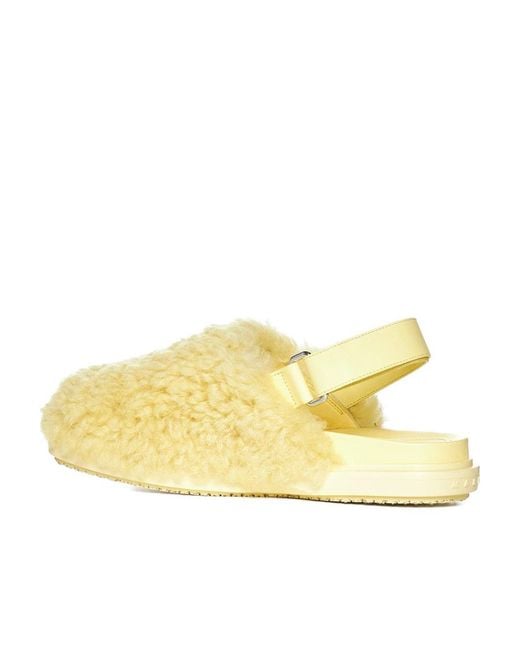Marni Yellow Logo Patch Slingback Sandals