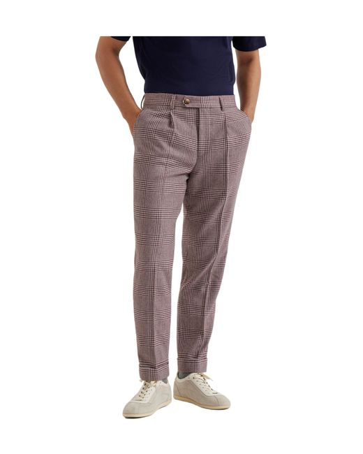 Brunello Cucinelli Blue Pleated Cotton-Cashmere Blend Trousers for men