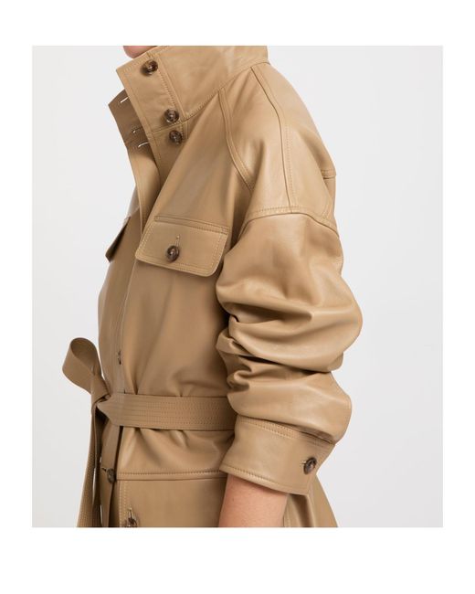 Yves Salomon Natural Buttoned Belted Jacket