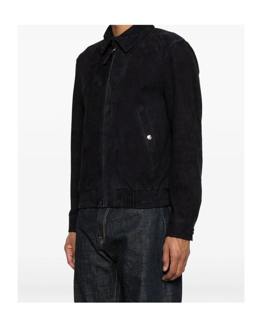 Mackage Black Zip Suede Bomber Jacket for men
