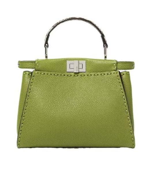 Fendi Green Peekaboo Mini Top Handle Bag