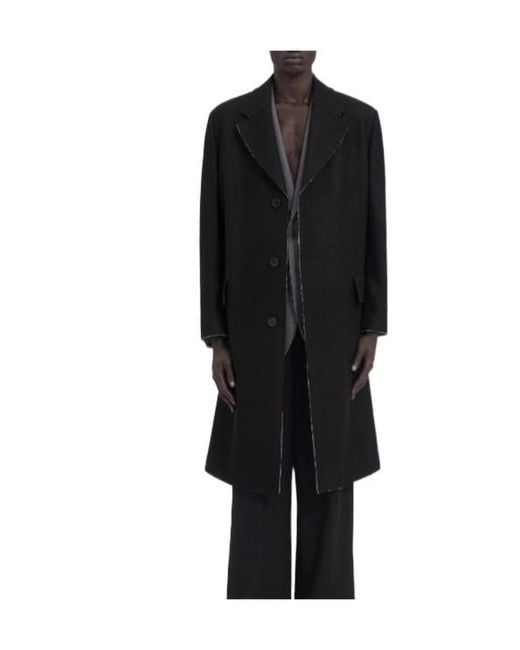 MM6 by Maison Margiela Black Raw-Edge Finish Coat for men