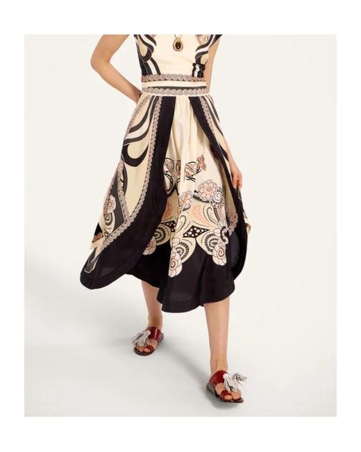 LaDoubleJ Black Floral-Print Midi Skirt