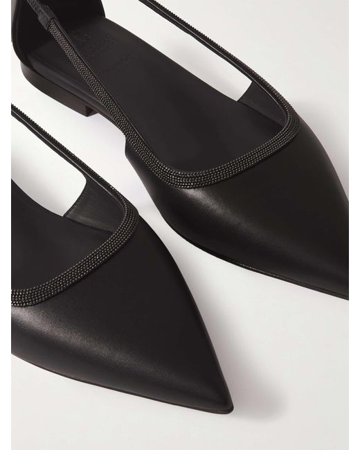 Brunello Cucinelli Black Monili Cut-Out Flat Shoes