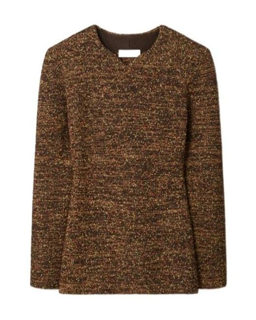 Tory Burch Brown Nylon And Viscose Marled Sweater
