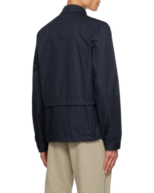 C P Company Blue Logo-Embroidered Cotton Shirt for men