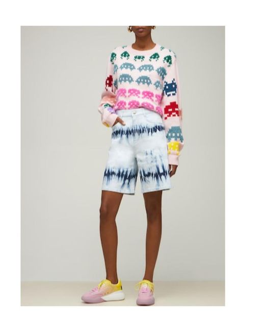 Stella McCartney Blue Tie-Dyed Denim Shorts