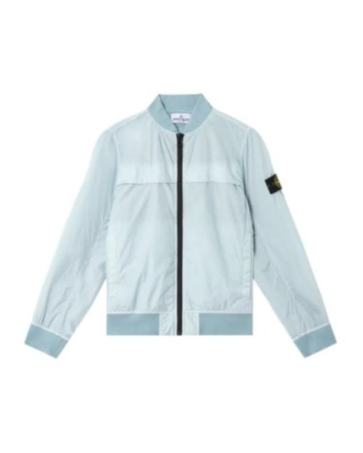 Stone Island Blue Wind-Resistant Bomber Jacket With Anti-Dirop