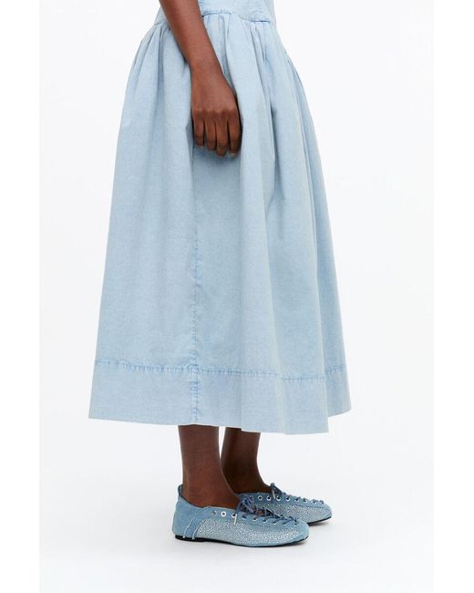 Ganni Blue Lace-Up Ballerinas