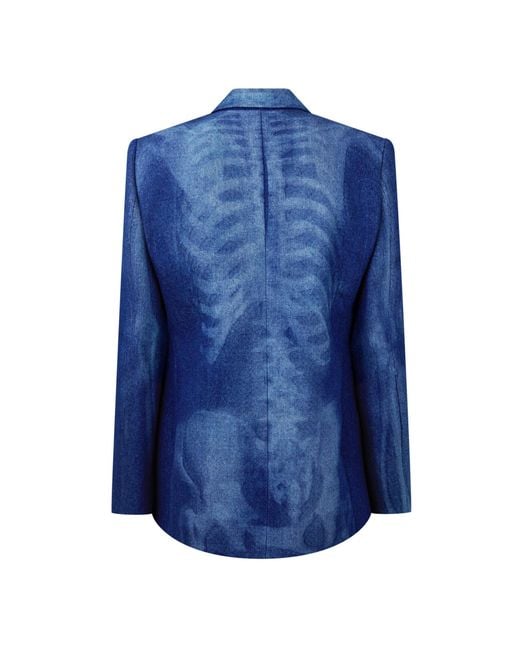 Off-White c/o Virgil Abloh Blue Body Scan Relax Denim Double Jacket for men
