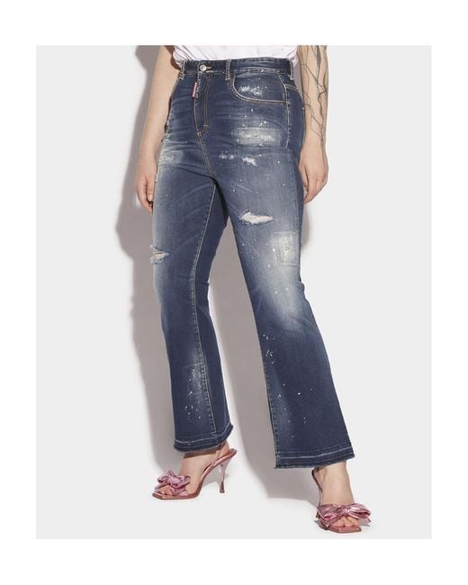 DSquared² Blue Distressed Flared Jeans