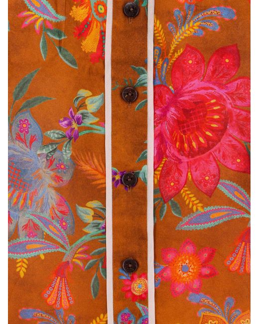 Zimmermann Red Ginger Floral-Print Silk Blouse