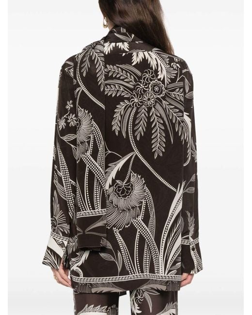 F.R.S For Restless Sleepers Black Botanical-Print Shirt
