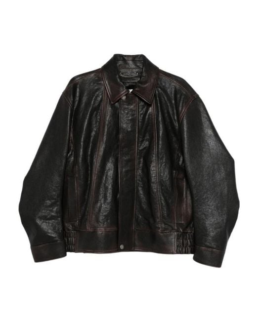 Golden Goose Deluxe Brand Black Leather Bomber Jacket for men