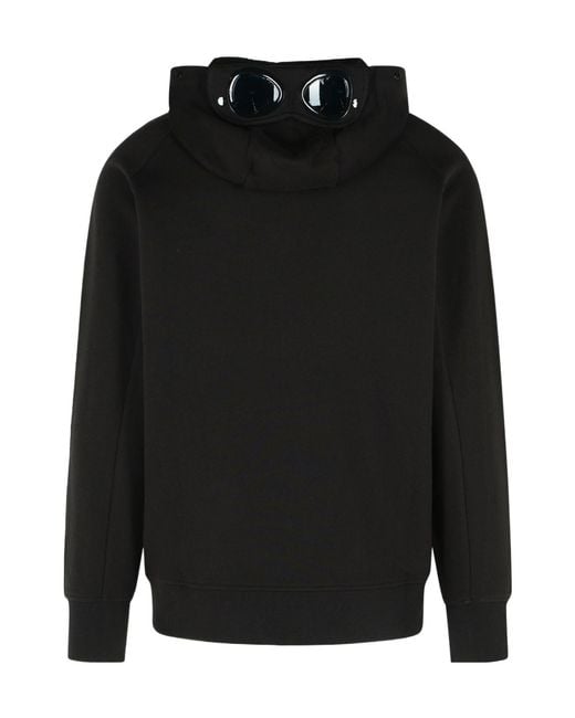 C P Company Black Diagonal Raised Fleece Goggle Sweatshirt for men