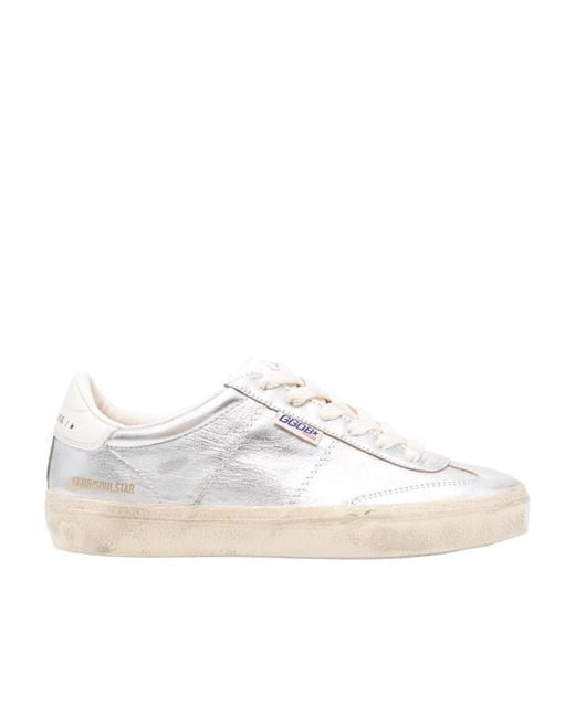 Golden Goose Deluxe Brand White Soul-Star Metallic Low-Top Sneakers