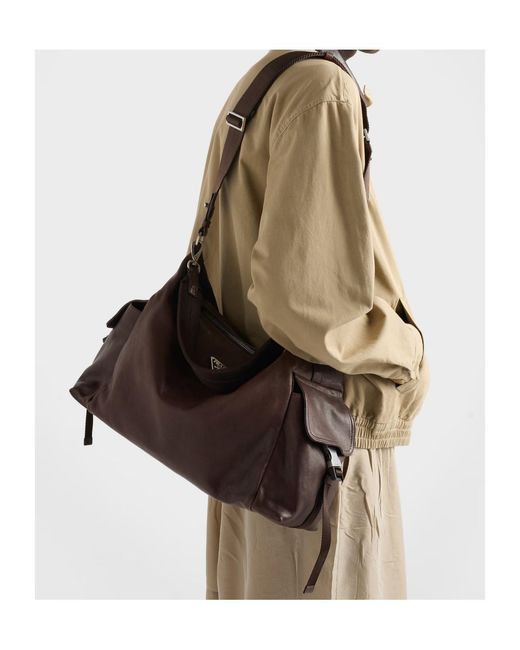 Prada Brown Explore Leather Shoulder Bag for men