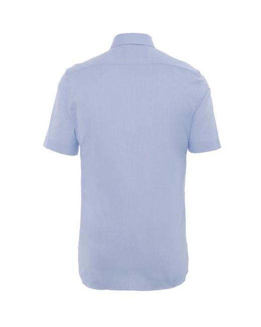 Zegna Blue Classic Collar Lapel Short-Sleeved Shirt for men